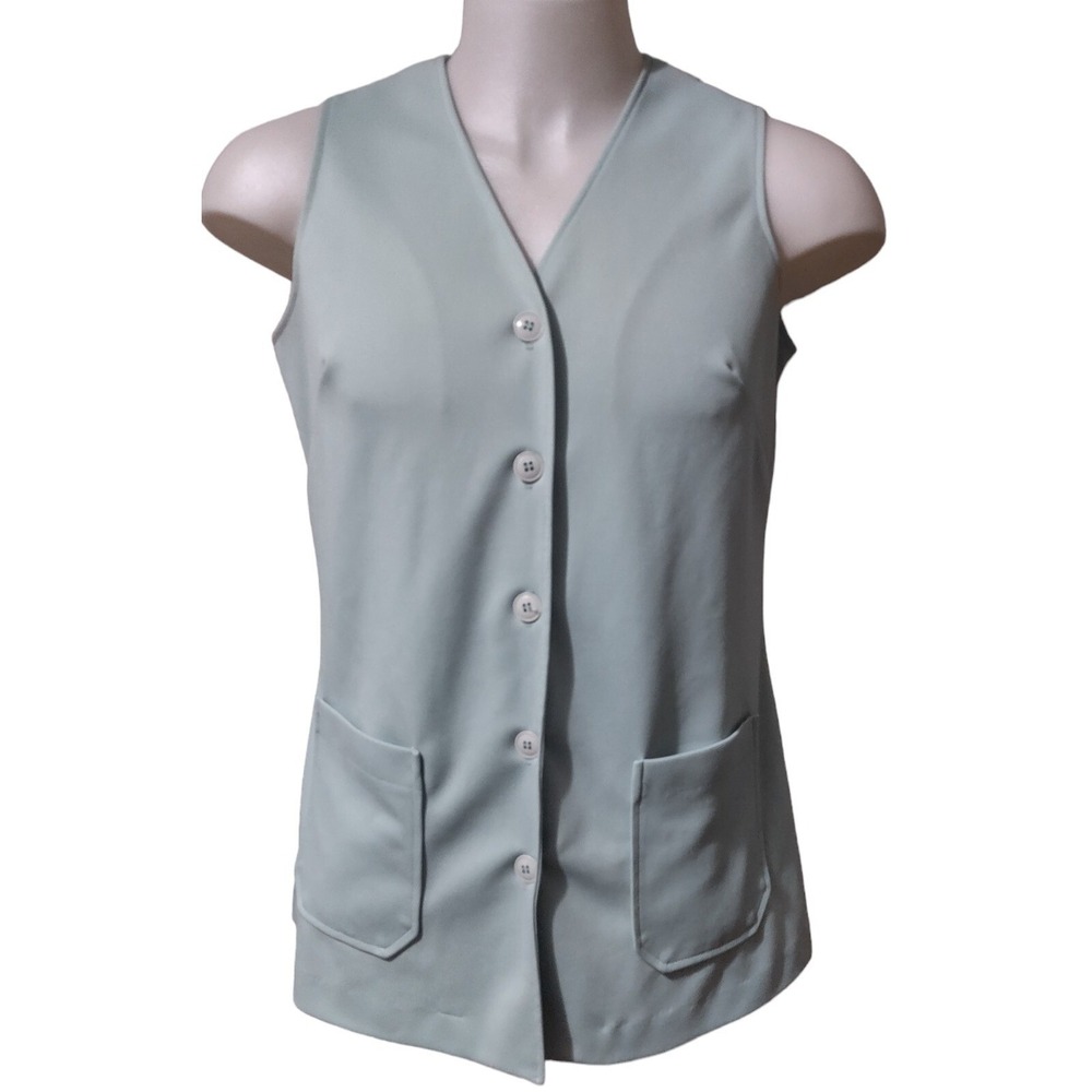 Cricket Lane Vest Women's Size 16 V-Neck Button Up Front 2 Pockets Mint Green